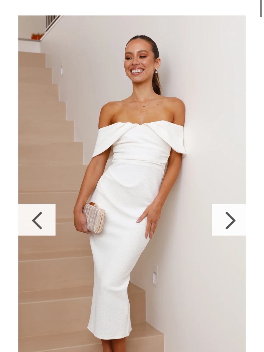 Strapless White Midi Dress with Fold-Over Detail